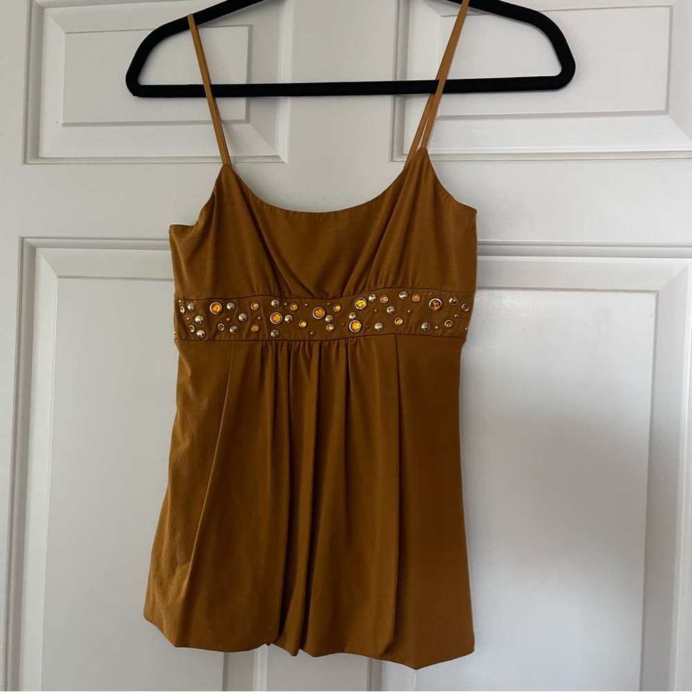 Arden B Mustard Yellow Top with Embellishments
